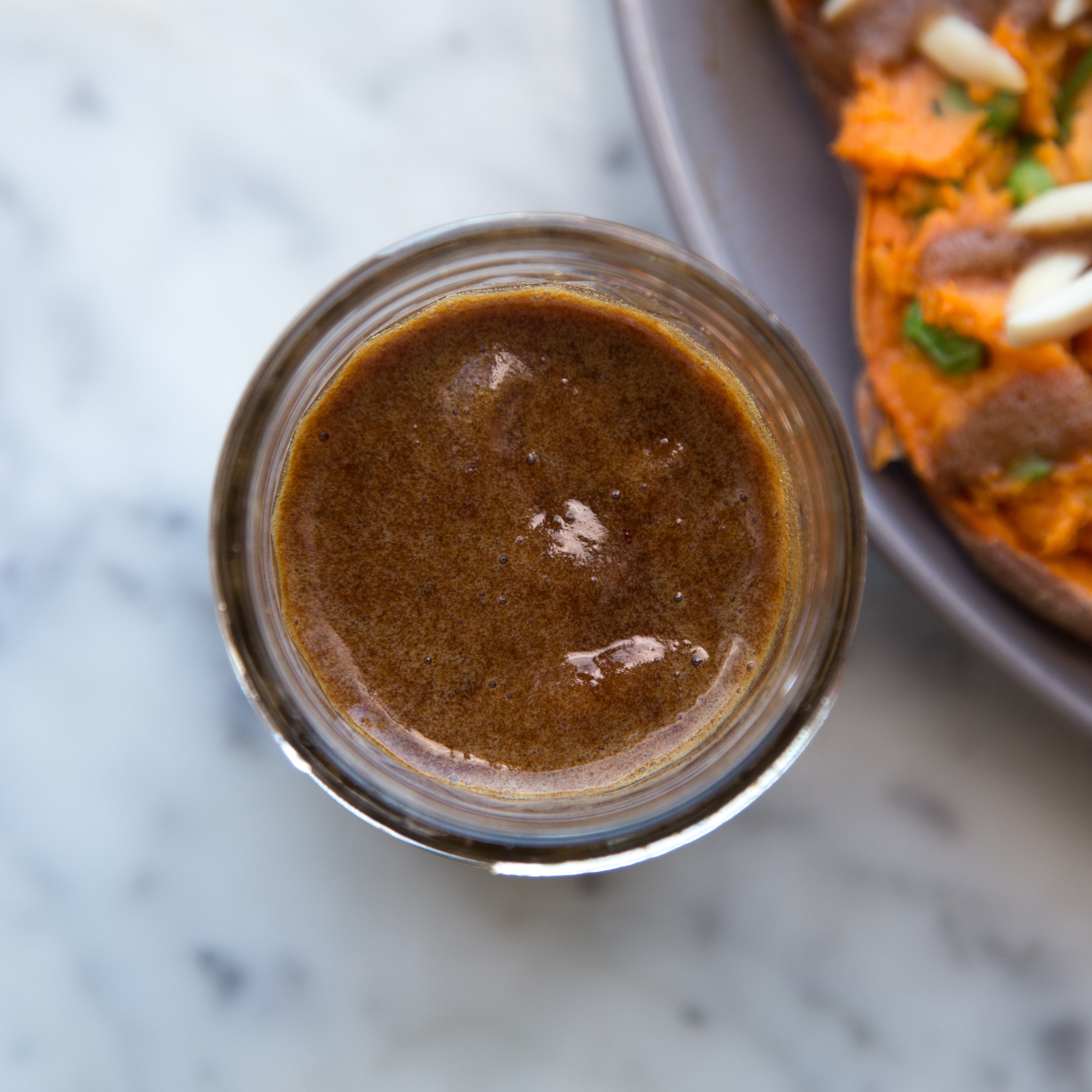 small bowl of balsamic date glaze