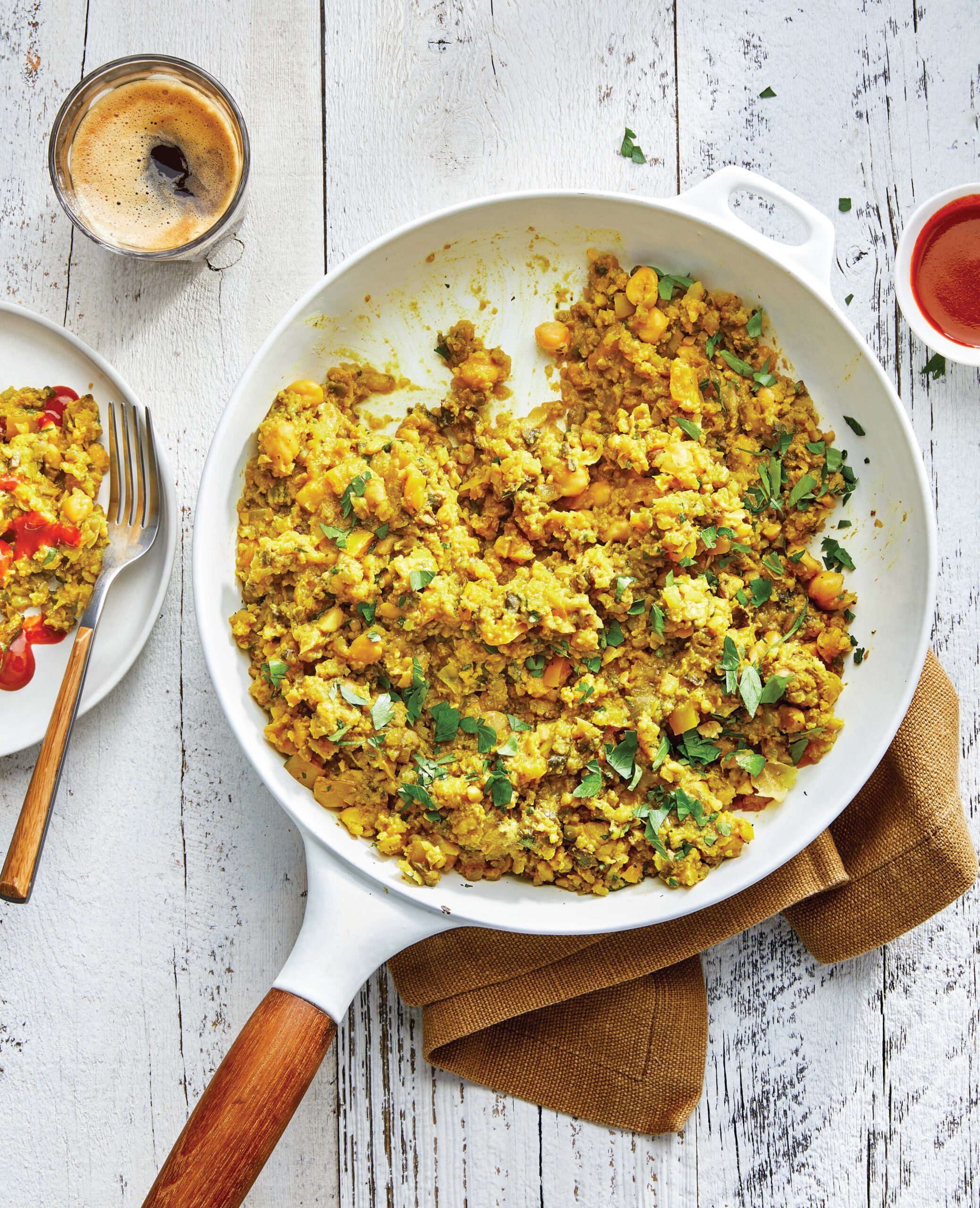 skillet of chickpea-cauliflower scramble