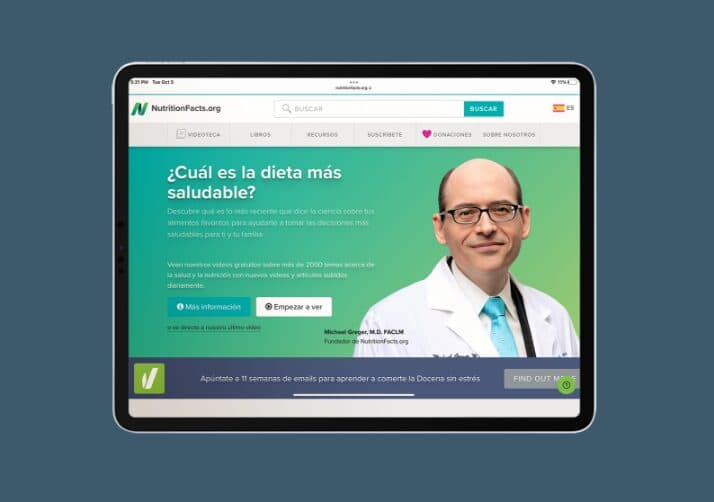 Screenshot of the Spanish site