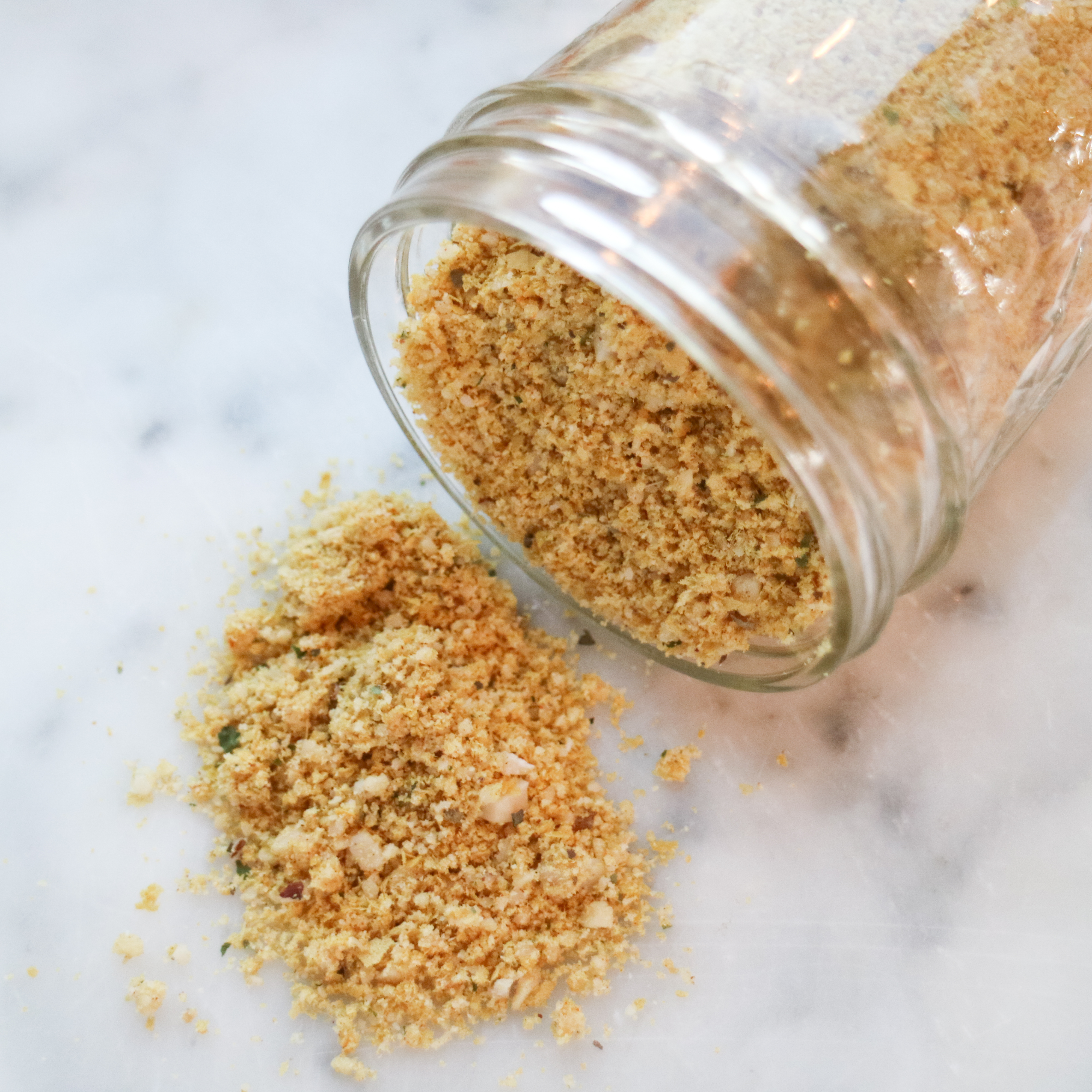 glass jar filled with nutty parm