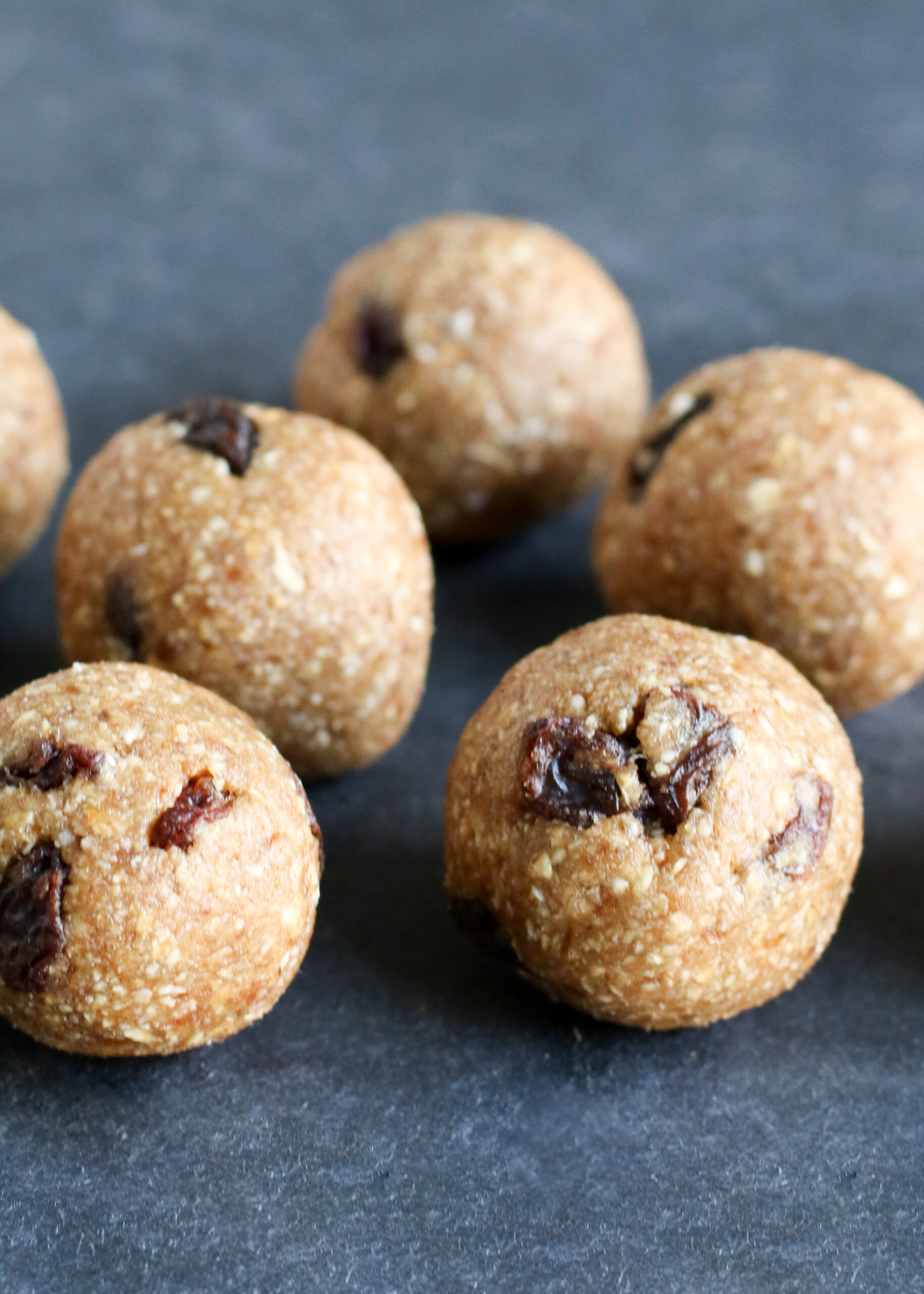 six oatmeal cookie bite balls